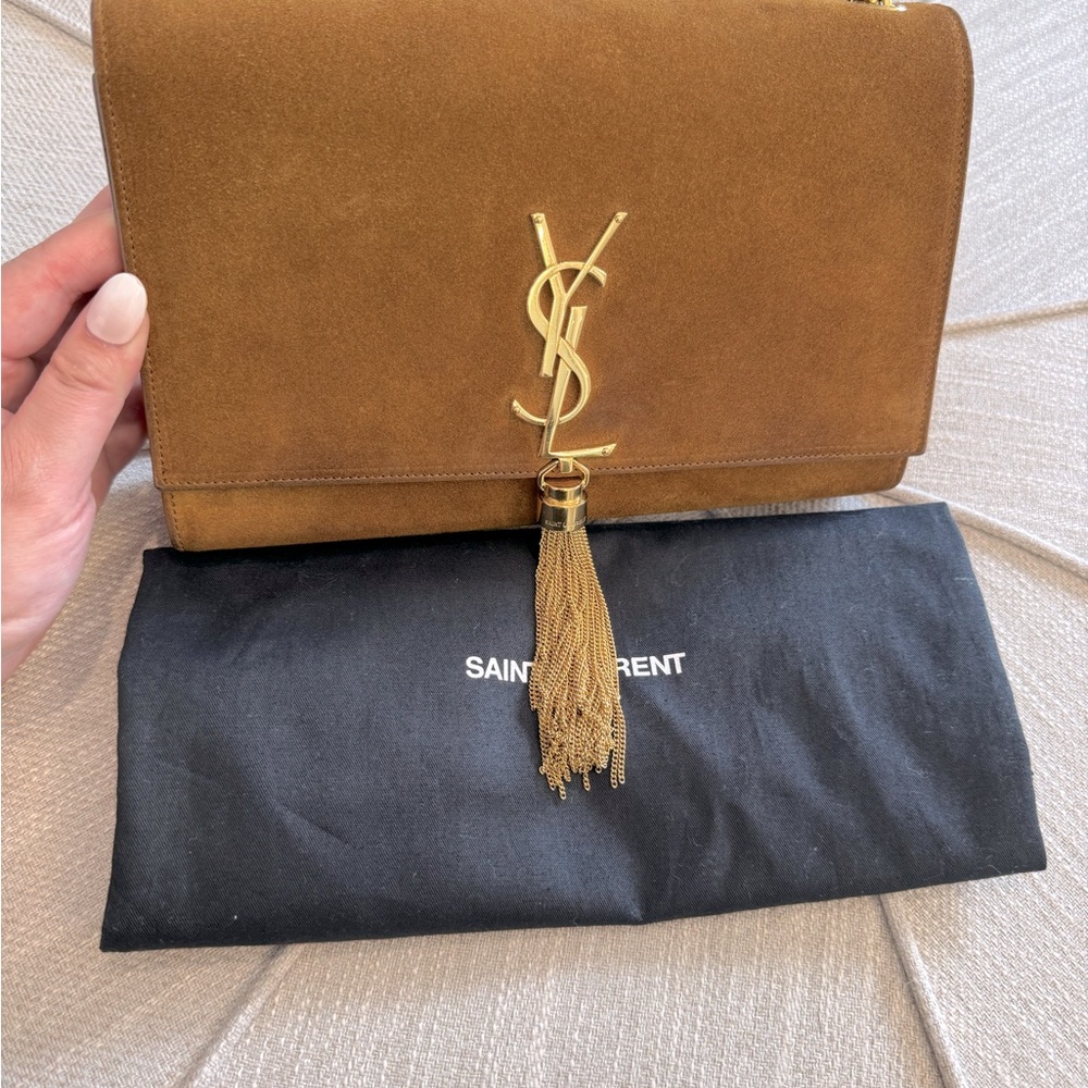 SOLD - YSL KATE Tassel  - Medium TAN SUEDE